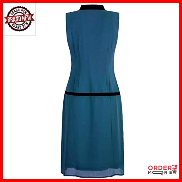 Chiffon Midi Flapper Dress V-Neck Zipper Side Gatsby Party - Picture 5 of 5